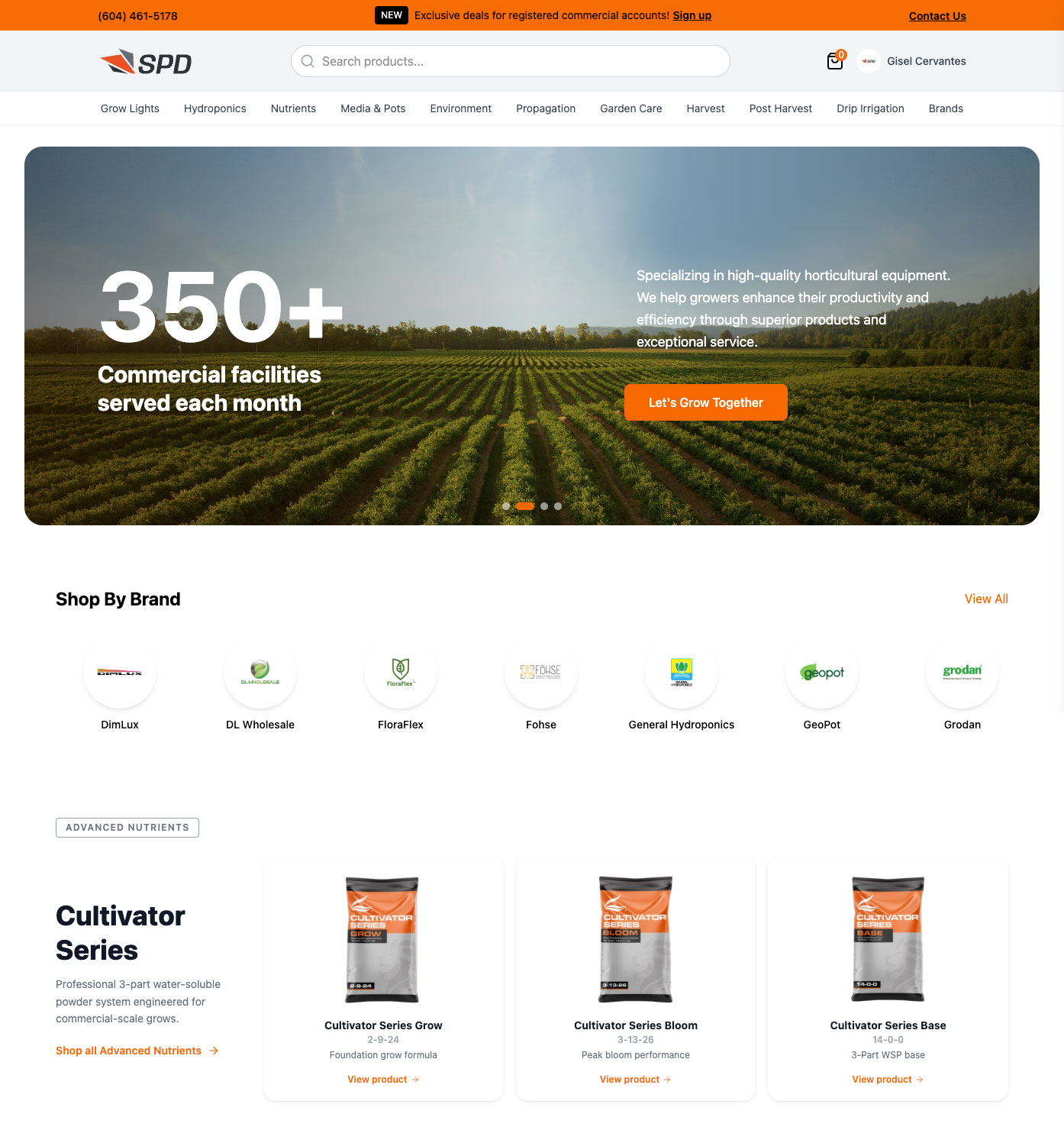 SPD Marketplace — E-Commerce para growers